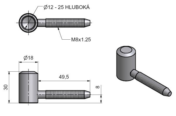 Pant dveřní 60/12 VD zn M8x50